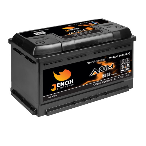 Автомобільний акумулятор Jenox 80Ah 800A R+ AGM (080 658M)