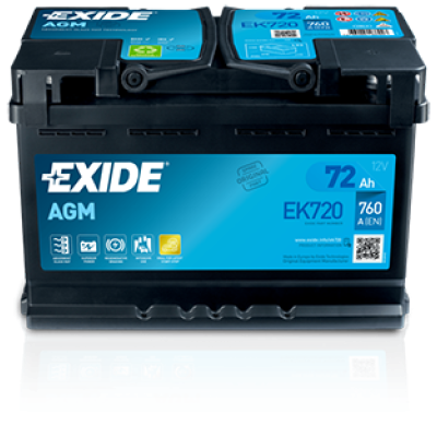 Автомобільний акумулятор EXIDE Start-Stop AGM 72Аh 760A R+ (правий +) EK720
