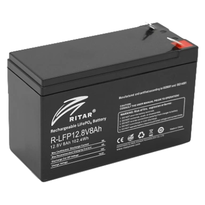 Ritar LiFePO4 12.8В 8А•г Літієва акумуляторна батарея Ritar LiFePO4 12.8В 8А•г Літієва акумуляторна батарея