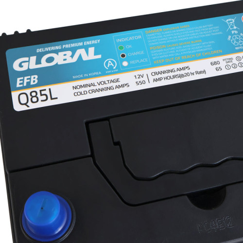 Автомобільний акумулятор GLOBAL Asia EFB 65Ah, 550A, R+ (EFB Q85L) (Корея ROCKET)