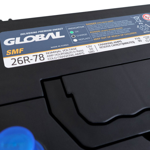 Автомобільний акумулятор GLOBAL Asia SMF 50Ah, 580A, R+ (SMF 26R-78) (26), н.к.