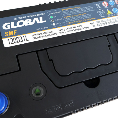Автомобільний акумулятор GLOBAL Asia 95Ah, 790A, R+ (SMF 120D31L) (D31), н.к. (Корея ROCKET) Автомобільний акумулятор GLOBAL Asia 95Ah, 790A, R+ (SMF 120D31L) (D31), н.к. (Корея ROCKET)