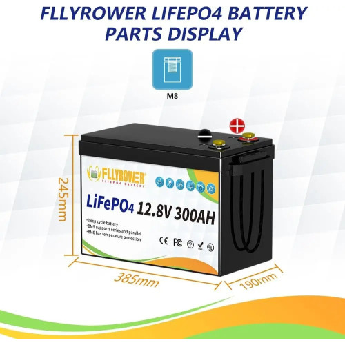Акумулятор FlyPower LiFePO4 12V/300AH, 3840W*h (літій-залізо-фосфатний акумулятор для ДБЖ (UPS))