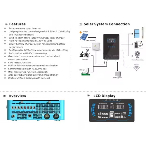 Гібридний інвертор Powmr POW-HVM6.5K-48V NEW 2024, 48 В, 6500 Вт (безперебійник, UPS, ДБЖ) Гібридний інвертор Powmr POW-HVM6.5K-48V NEW 2024, 48 В, 6500 Вт (безперебійник, UPS, ДБЖ)