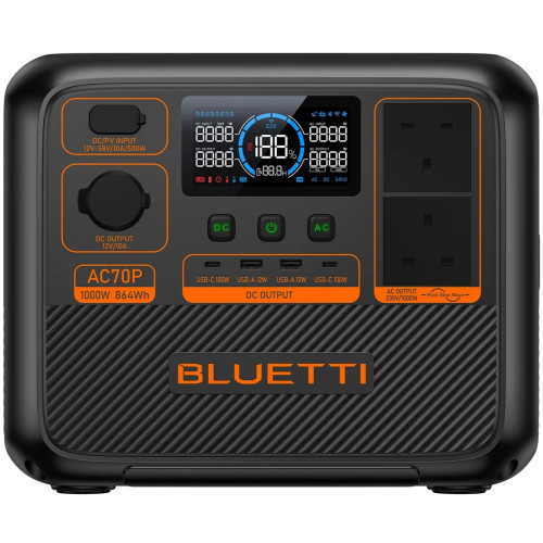 Зарядна станція Bluetti AC70P, 1000 Вт, 864 Вт*год (електростанція для дому, ДБЖ, UPS) UK