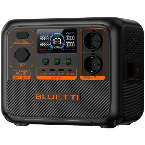Зарядна станція Bluetti AC70P, 1000 Вт, 864 Вт*год (електростанція для дому, ДБЖ, UPS)