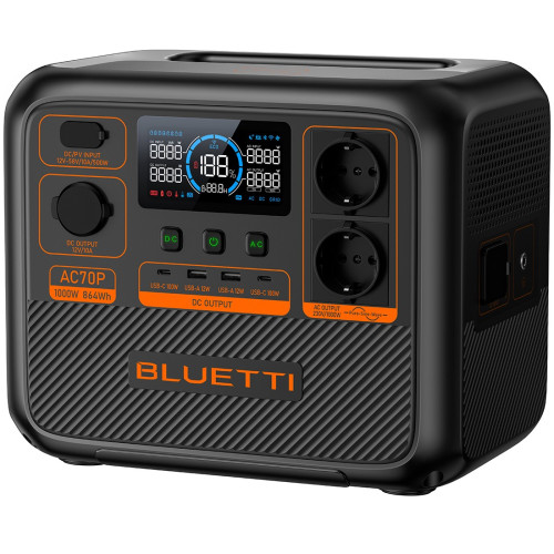 Зарядна станція Bluetti AC70P, 1000 Вт, 864 Вт*год (електростанція для дому, ДБЖ, UPS)