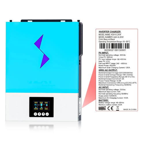 Гібридний інвертор Daxtromn NM-6.2KW-M-PLUS, 48 В, 120 А, 6200 Вт (безперебійник, UPS, ДБЖ) Гібридний інвертор Daxtromn NM-6.2KW-M-PLUS, 48 В, 120 А, 6200 Вт (безперебійник, UPS, ДБЖ)