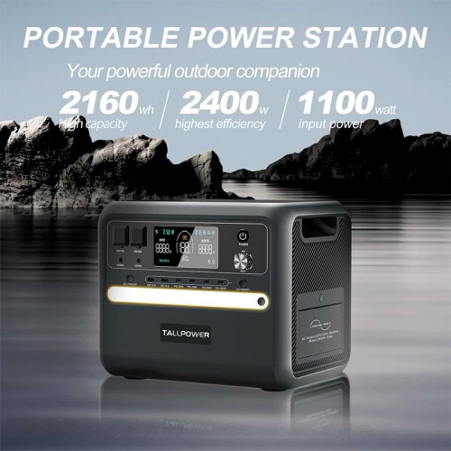 Зарядна станція TALLPOWER V2400, 2400 Вт, 2160 Вт*год (електростанція для дому, UPS, ДБЖ), сірий Зарядна станція TALLPOWER V2400, 2400 Вт, 2160 Вт*год (електростанція для дому, UPS, ДБЖ), сірий