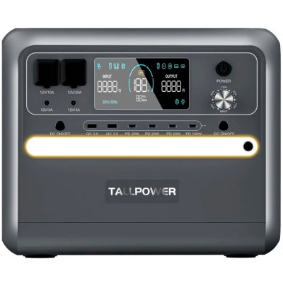 Зарядна станція TALLPOWER V2400, 2400 Вт, 2160 Вт*год (електростанція для дому, UPS, ДБЖ), сірий