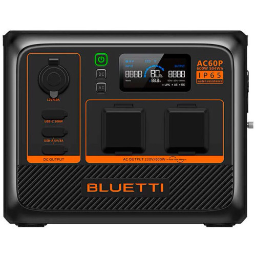 Зарядна станція Bluetti AC60P, 600 Вт, 504 Вт/год (електростанція для дому, UPS, ДБЖ) EU