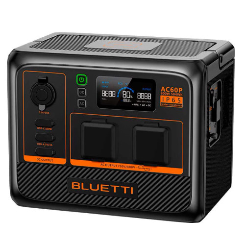 Зарядна станція Bluetti AC60P, 600 Вт, 504 Вт/год (електростанція для дому, UPS, ДБЖ) EU