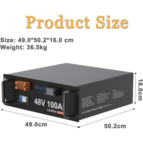 Акумулятор Haisic LiFePO4 48V/100AH, 4800W*h, 100А (літій-залізо-фосфатний акумулятор для ДБЖ (UPS))
