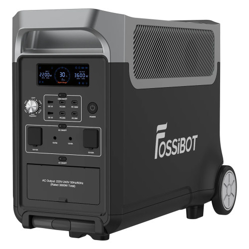 Зарядна станція Fossibot F3600, 3600 Вт, 3840 Вт/год (електростанція для дому, UPS, ДБЖ) EU, чорний Зарядна станція Fossibot F3600, 3600 Вт, 3840 Вт/год (електростанція для дому, UPS, ДБЖ) EU, чорний