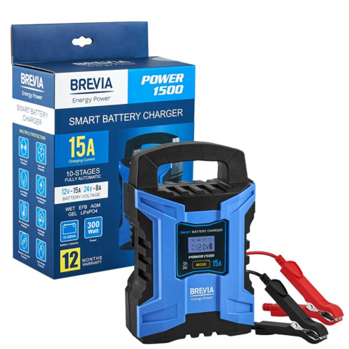 Зарядний пристрій АКБ Brevia Power 1500 15A, 12V/24V