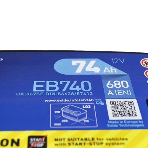 Автомобільний акумулятор EXIDE Excell 74Аh 680Ah R+ (правий +) EB740