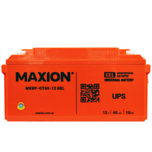 Акумулятор гелевий 12V 65Ah MAXION BP OT 65 - 12 GEL  для інверторів та ДЖБ