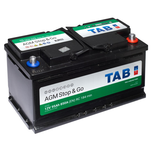 Авто акумулятор TAB AGM 95Ah 850A R+ (правий +)