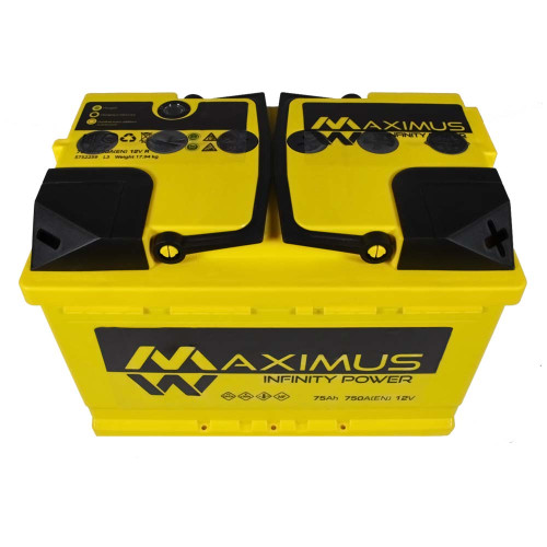 Автомобільний акумулятор MAXIMUS 75Ah 750A R+ (правий +) MF L3