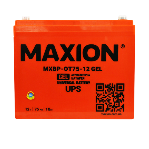 Акумулятор гелевий 12V 75Ah MAXION BP OT 75 - 12C GEL (лівий+) для інверторів та ДЖБ