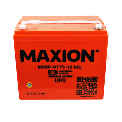 Акумулятор гелевий 12V 75Ah MAXION BP OT 75 - 12C GEL (лівий+) для інверторів та ДЖБ