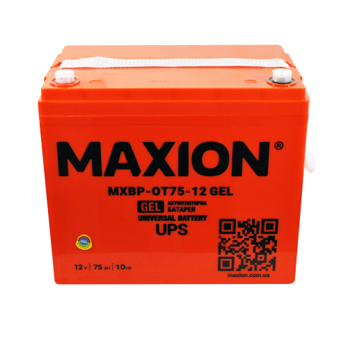 Акумулятор гелевий 12V 75Ah MAXION BP OT 75 - 12C GEL (лівий+) для інверторів та ДЖБ