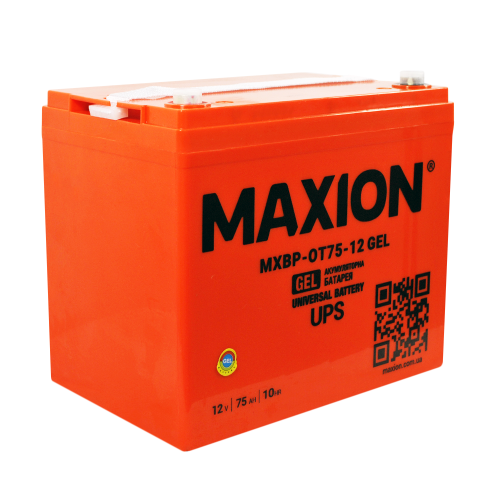 Акумулятор гелевий 12V 75Ah MAXION BP OT 75 - 12C GEL (лівий+) для інверторів та ДЖБ