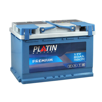 Автомобільний акумулятор PLATIN Premium 80Ah 780A R+ (правий +) MF