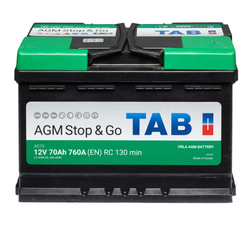 Авто акумулятор TAB AGM 70Ah 760A R+ (правий +)