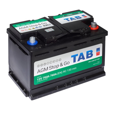 Авто акумулятор TAB AGM 70Ah 760A R+ (правий +)