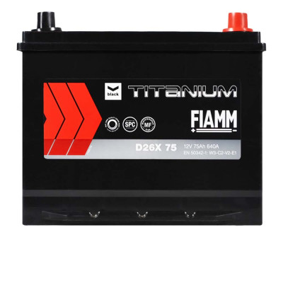 Автомобільний акумулятор FIAMM Titanium Black Asia 75Аh 640А R+ (правий +) D26