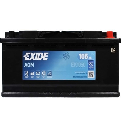 Автомобільний акумулятор EXIDE Start-Stop AGM 105Аh 950A R+ (правий +) EK1050
