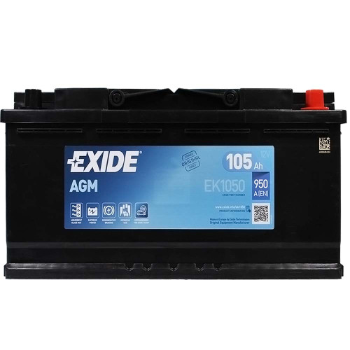 Автомобільний акумулятор EXIDE Start-Stop AGM 105Аh 950A R+ (правий +) EK1050