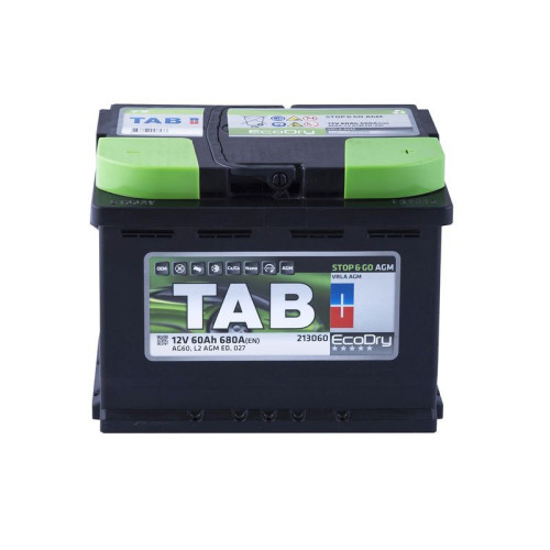 Авто акумулятор TAB AGM 60Ah 680A R+ (правий +)