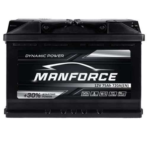Автомобільний акумулятор MANFORСE 75Ah 720A R+ (правий +) MF L3