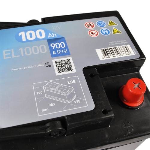 Автомобільний акумулятор EXIDE (EL1000) Start-Stop EFB 100Аh 900A R+