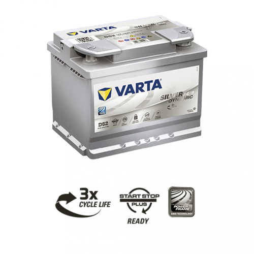 Автомобільний акумулятор VARTA Silver Dynamic AGM 60Ah 680А R+ (правий +) D52