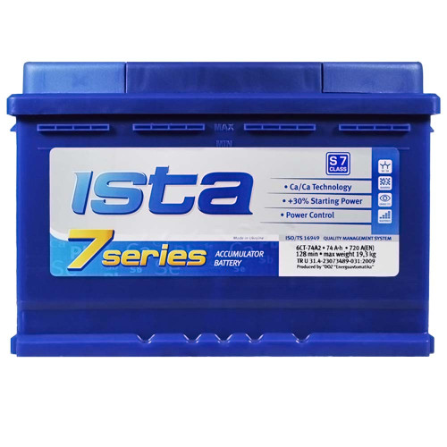 Автомобильный аккумулятор ISTA 7 Series 74Ah 720A R+ (правый +) L3