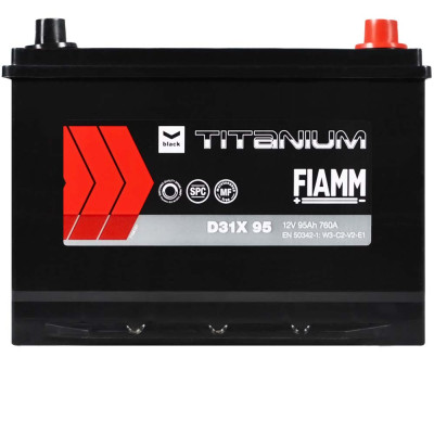 Автомобільний акумулятор FIAMM Titanium Black Asia 95Аh 760А R+ (правий +) D31