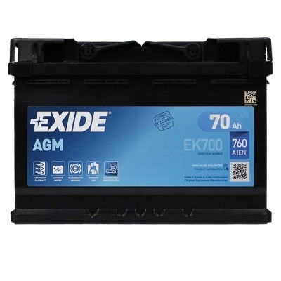 Автомобільний акумулятор EXIDE Start-Stop AGM 70Аh 760A R+ (правий +) EK700