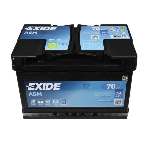 Автомобильный аккумулятор EXIDE Start-Stop AGM 70Аh 760A R+ (правый +) EK700