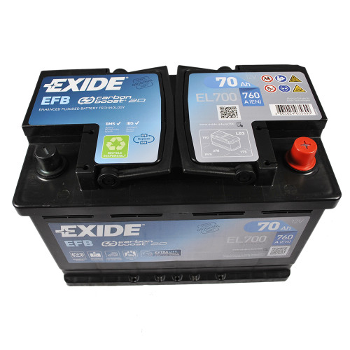 Автомобільний акумулятор EXIDE (EL700) Start-Stop EFB 70Аh 760A R+
