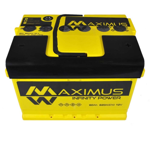 Автомобільний акумулятор MAXIMUS 60Ah 620A L+ (лівий +) MF L2B