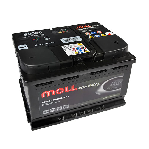Автомобільний акумулятор MOLL EFB (L2) 60Ah 640A R+ (правий +)