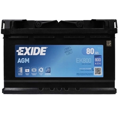 Автомобільний акумулятор EXIDE Start-Stop AGM 80Аh 800A R+ (правий +) EK800