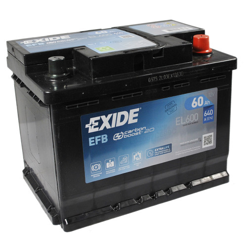 Автомобільний акумулятор EXIDE Start-Stop EFB 60Аh 640A R+ (правий +) EL600