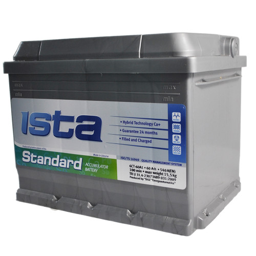 Автомобільний акумулятор ISTA Standard (L2) 60 Аh 540А L+