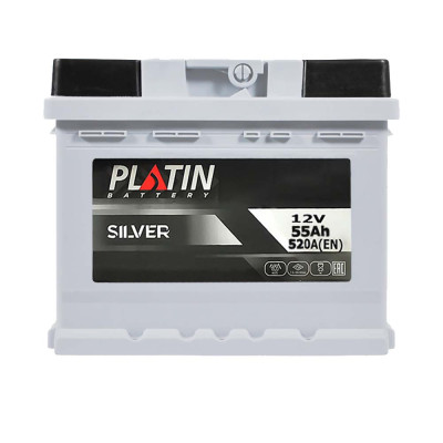 Автомобільний акумулятор PLATIN Silver 55Ah 520A R+ (правий +) MF LB1