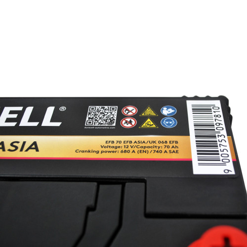 Автомобільний акумулятор DURACELL Extreme EFB Asia (D26) 70Ah 680A R+ (правий +)