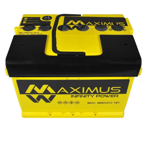 Автомобільний акумулятор MAXIMUS 60Ah 620A R+ (правий +) MF L2B